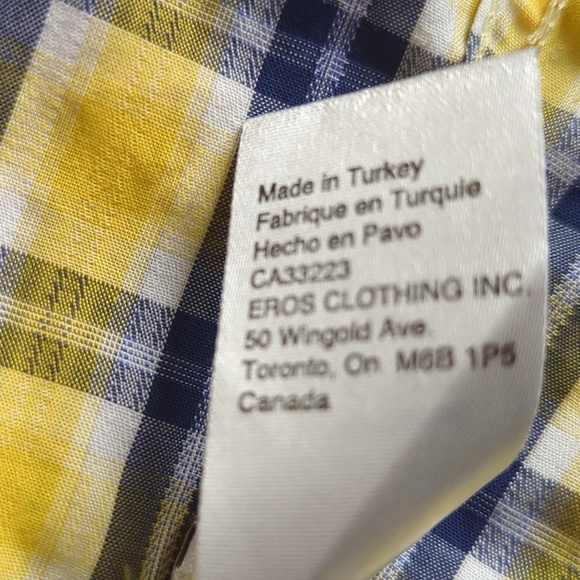 7 Downie St. Men’s Yellow Blue Button Down Long Sleeve Shirt - Picture 14 of 15